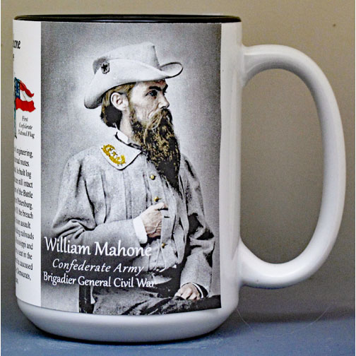 William Mahone, Confederate Army, US Civil War biographical history mug.