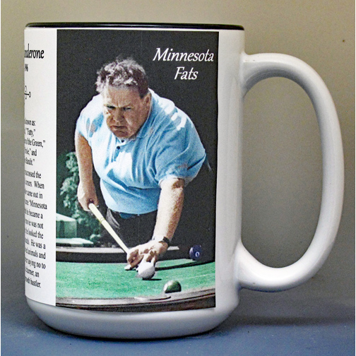 Minnesota Fats, Rudolf Wanderone, billiards biographical history mug.