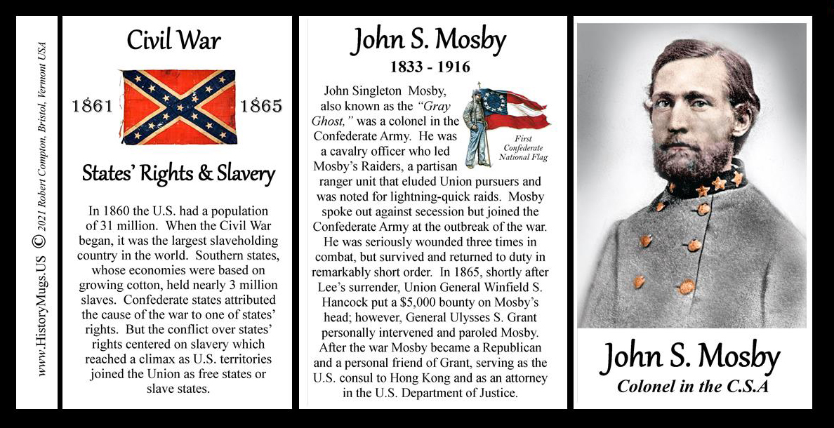 John Singleton Mosby American Civil War themed 15 oz mug 