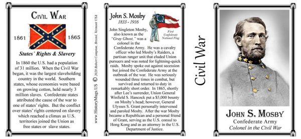 John S. Mosby Civil War history mug tri-panel.