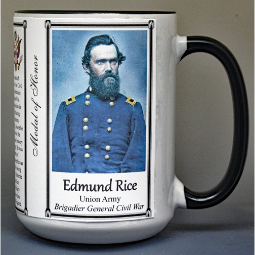 Edmund Rice, Medal of Honor biographical history mug.