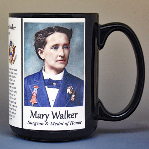 Mary Walker, Medal of Honor recipient biographical history mug.
