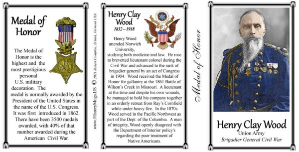 Henry Clay Wood, Medal of Honor biographical history mug tri-panel.