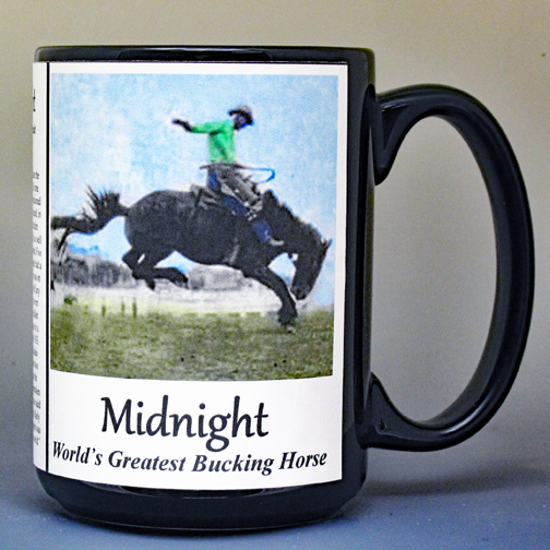 Midnight, Pro-Rodeo biographical history mug.