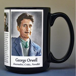 George Orwell, author biographical history mug.