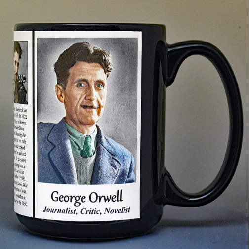 George Orwell, author biographical history mug.
