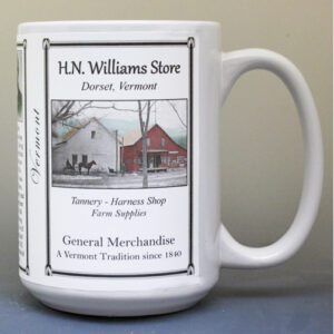 H.N. Williams Store, Dorset, Vermont, biographical history mug.