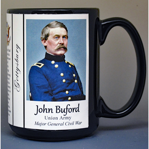 John Buford, Battle of Gettysburg biographical history mug.