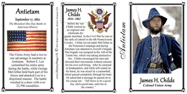 James Childs, Battle of Antietam biographical history mug tri-panel.