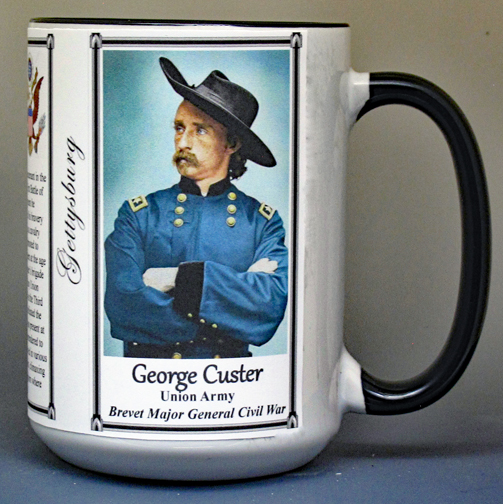 George Armstrong Custer, Battle of Gettysburg biographical history mug.