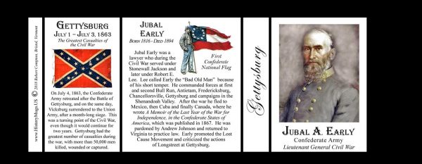 Jubal Early, Gettysburg history mug tri-panel.