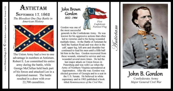 John Gordon, Battle of Antietam biographical history mug tri-panel.