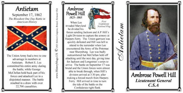 A.P. Hill, Battle of Antietam biographical history mug tri-panel.