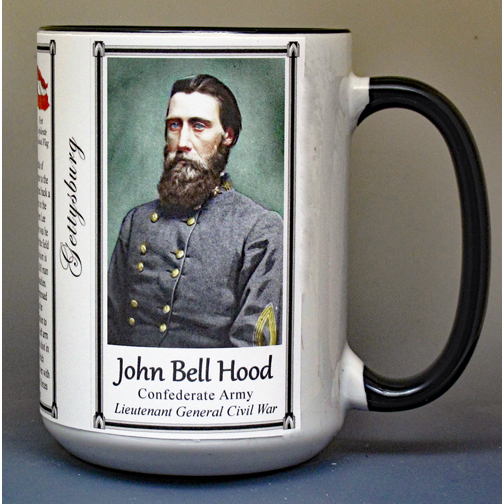 John Bell Hood, Battle of Gettysburg biographical history mug.