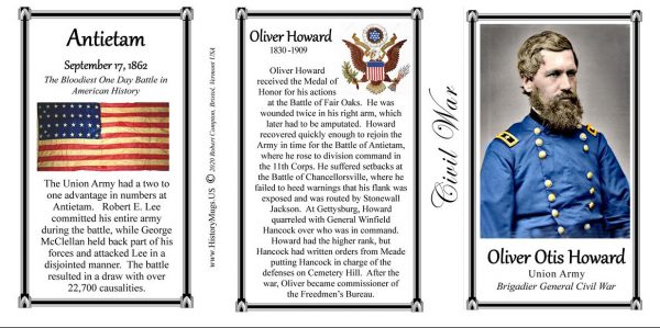 Oliver Howard, Antietam Civil War history mug tri-panel.