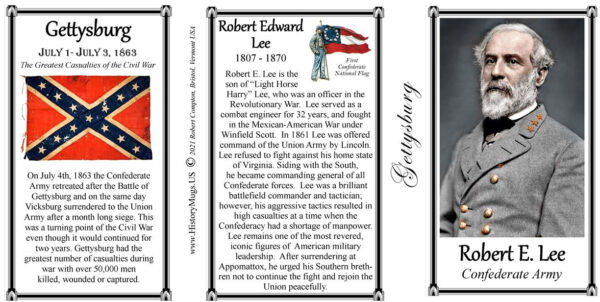 Robert E. Lee, Gettysburg biographical history mug tri-panel.