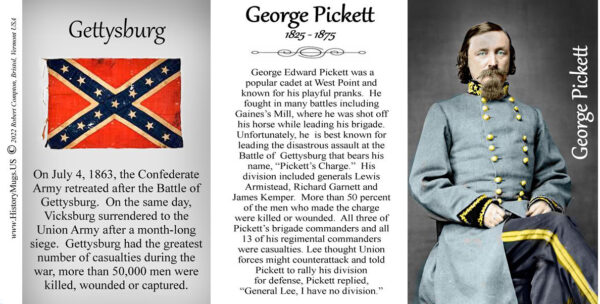 George Pickett, C.S.A. Gettysburg biographical history mug tri-panel.