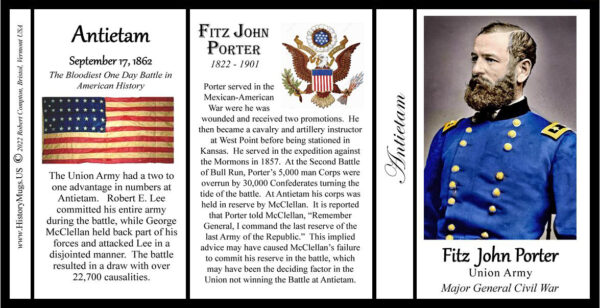 Fitz John Porter, Antietam biographical history mug tri-panel.