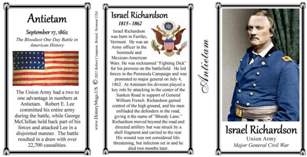 Israel Richardson, Antietam biographical history mug tri-panel.