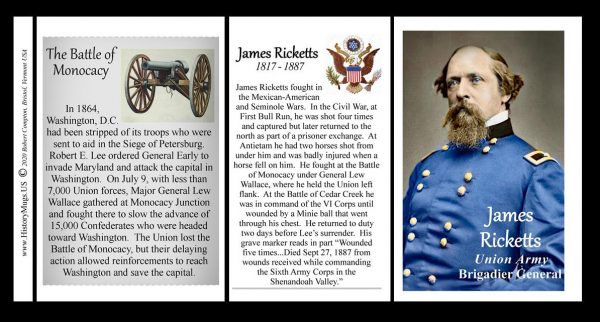 James Ricketts, Union Army Monocacy history mug tri-panel.