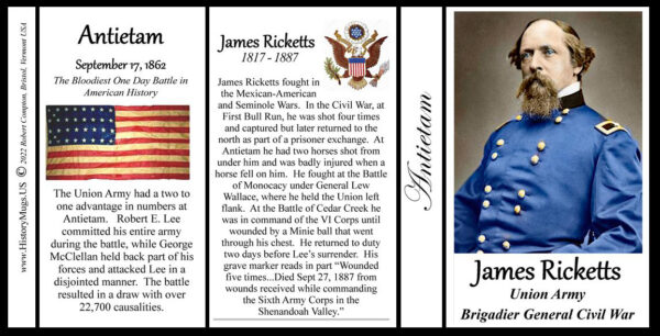 James Ricketts, Antietam biographical history mug tri-panel.