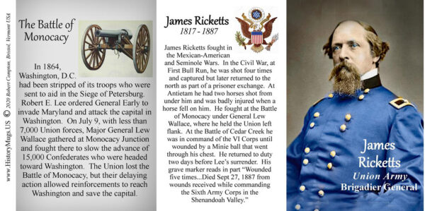 James Ricketts, Battle of Monocacy biographical history mug tri-panel.