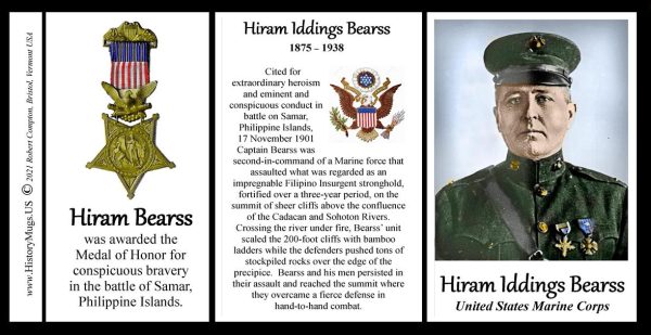 Hiram Iddings Bearss Medal of Honor biographical history mug tri-panel.