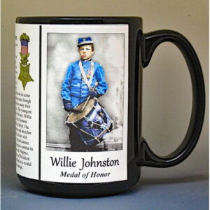 Willie Johnston, Medal of Honor recipient, Vermont biographical history mug.