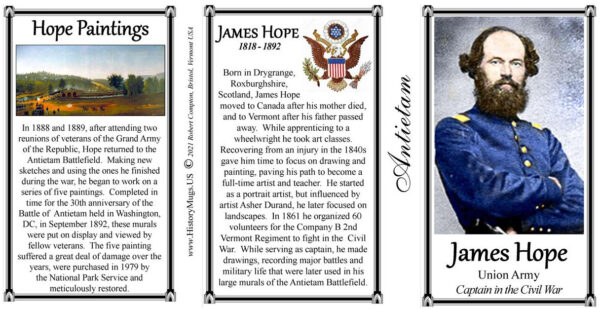 James Hope, Antietam biographical history mug tri-panel.