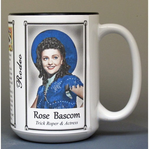 Rose Bascom, trick roper and actress biographical history mug.