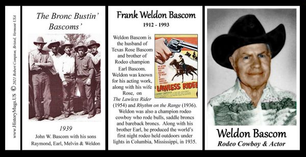 Weldon Bascom Pro-Rodeo biographical history mug tri-panel.