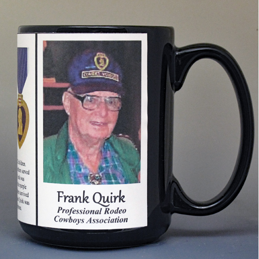 Frank Quirk, pro-rodeo cowboy biographical history mug.