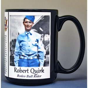Robert Quirk, pro-rodeo biographical history mug.