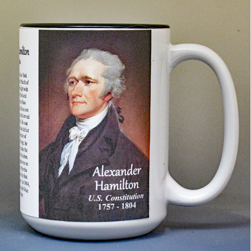 Alexander Hamilton, US Constitution signatory biographical history mug.