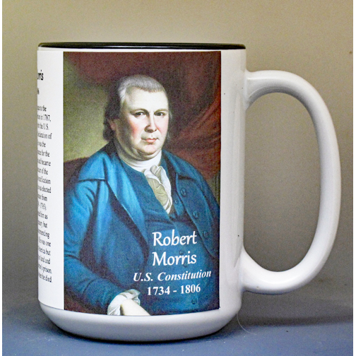 Robert Morris, US Constitution signatory biographical history mug.