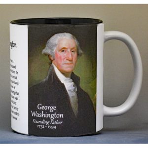 George Washington, signatory on the US Constitution biographical history mug.