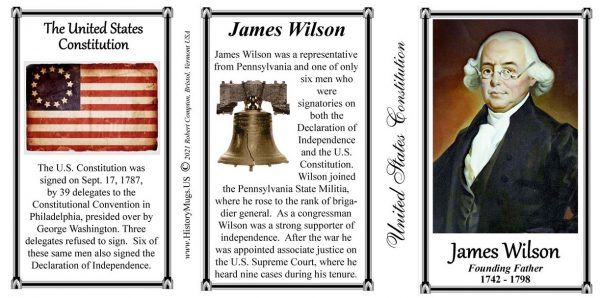 James Wilson, US Constitution signatory biographical history mug tri-panel.