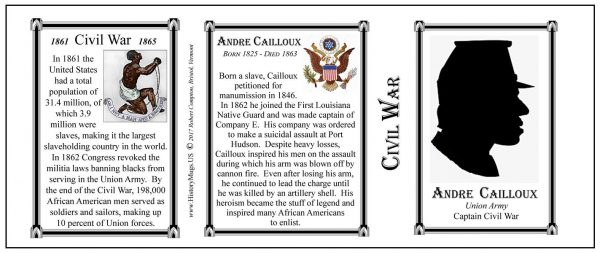 Andre Cailloux, Civil War Union Army history mug tri-panel.