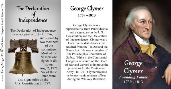 George Clymer, Declaration of Independence signatory biographical history mug tri-panel.