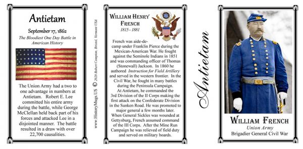 William French, Battle of Antietam history mug tri-panel.