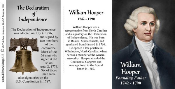 William Hooper, Declaration of Independence signatory biographical history mug tri-panel.