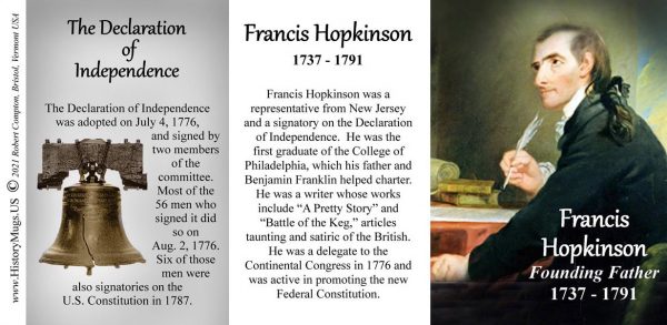 Francis Hopkinson, Declaration of Independence signatory biographical history mug tri-panel.