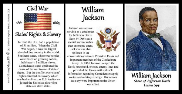 William Jackson, Civil War spy for the Union, biographical history mug tri-panel.
