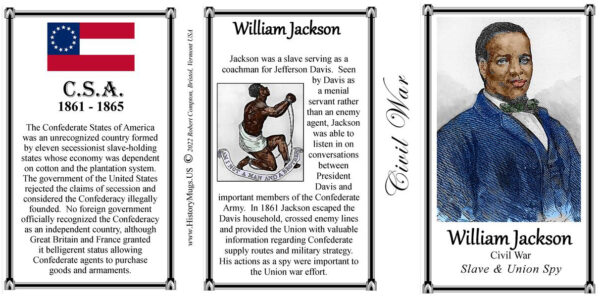 William Jackson, Civil War spy for the Union, biographical history mug tri-panel.