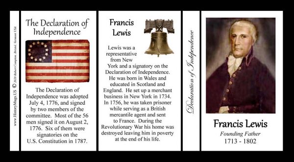 Francis Lewis, Declaration of Independence signatory biographical history mug tri-panel.