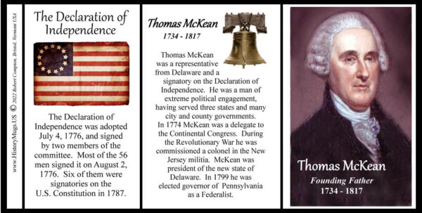Thomas McKean, Declaration of Independence signatory biographical history mug tri-panel.
