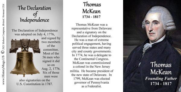 Thomas McKean, Declaration of Independence signatory biographical history mug tri-panel.