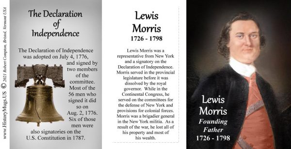 Lewis Morris, Declaration of Independence signatory biographical history mug tri-panel.