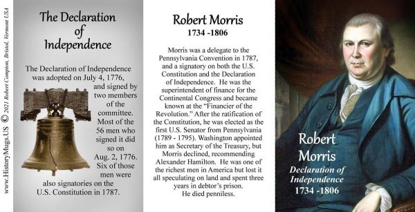 Robert Morris, Declaration of Independence signatory biographical history mug tri-panel.