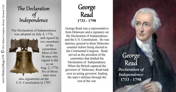 George Read, Declaration of Independence signatory biographical history mug tri-panel.